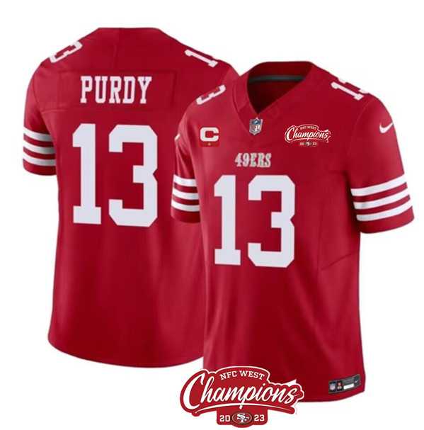 Men & Women & Youth San Francisco 49ers #13 Brock Purdy Red 2023 F.U.S.E. With 1-star C Ptach And NFC West Champions Patch Stitched Jersey->san francisco 49ers->NFL Jersey